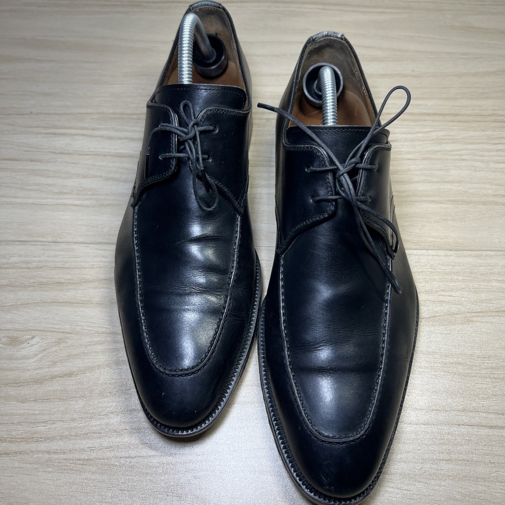 Magnanni Basilio Black Leather Oxford Apron Toe Made in Spain Men's 10 (12436) - Picture 3 of 13